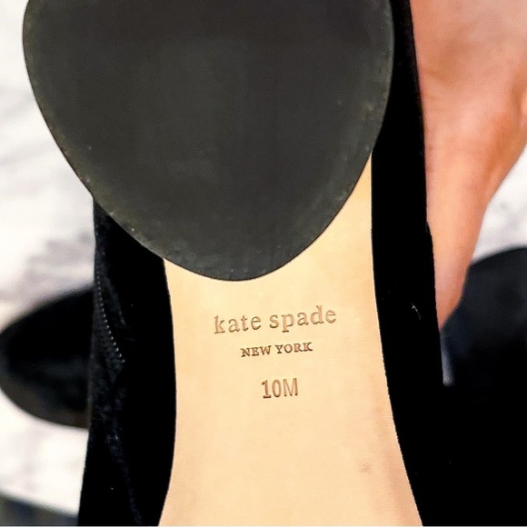 Kate Spade Reenie Velvet Booties Jewel Rhinestone Ankle Heel Black 10M GUC - Picture 8 of 11